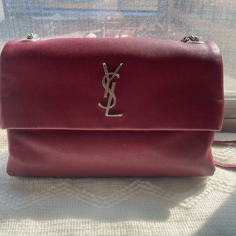 Yves Saint Laurent Burgundy Leather Shoulder Bag with chain !